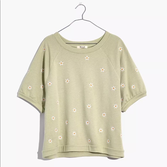 Madewell Tops - Madewell Embroidered Daisy Short Sleeve Sweatshirt